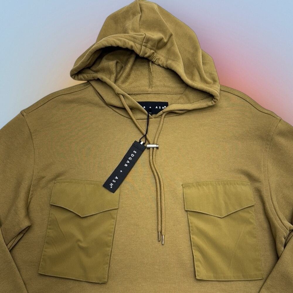 EDGAR + ASH Men’s Small Brown Pocket Hoodie Sweatshirt - Picture 2 of 2
